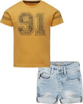 Noppies - Koko Noko - Kledingset - 2delig - Jongens - Short Blue Jeans - Shirt General Santos Ochre - Maat 92