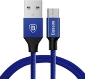 Baseus 1,5 m 2A Yiven Cable Woven Style metalen kop Micro USB naar USB Data Sync oplaadkabel, voor Samsung / Huawei / Geschikt voor Xiaomi / LG (blauw)