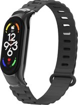 TPU Smartwatch bandje - Geschikt voor Xiaomi Mi Band 7 TPU bandje met frame - zwart - Strap-it Horlogeband / Polsband / Armband