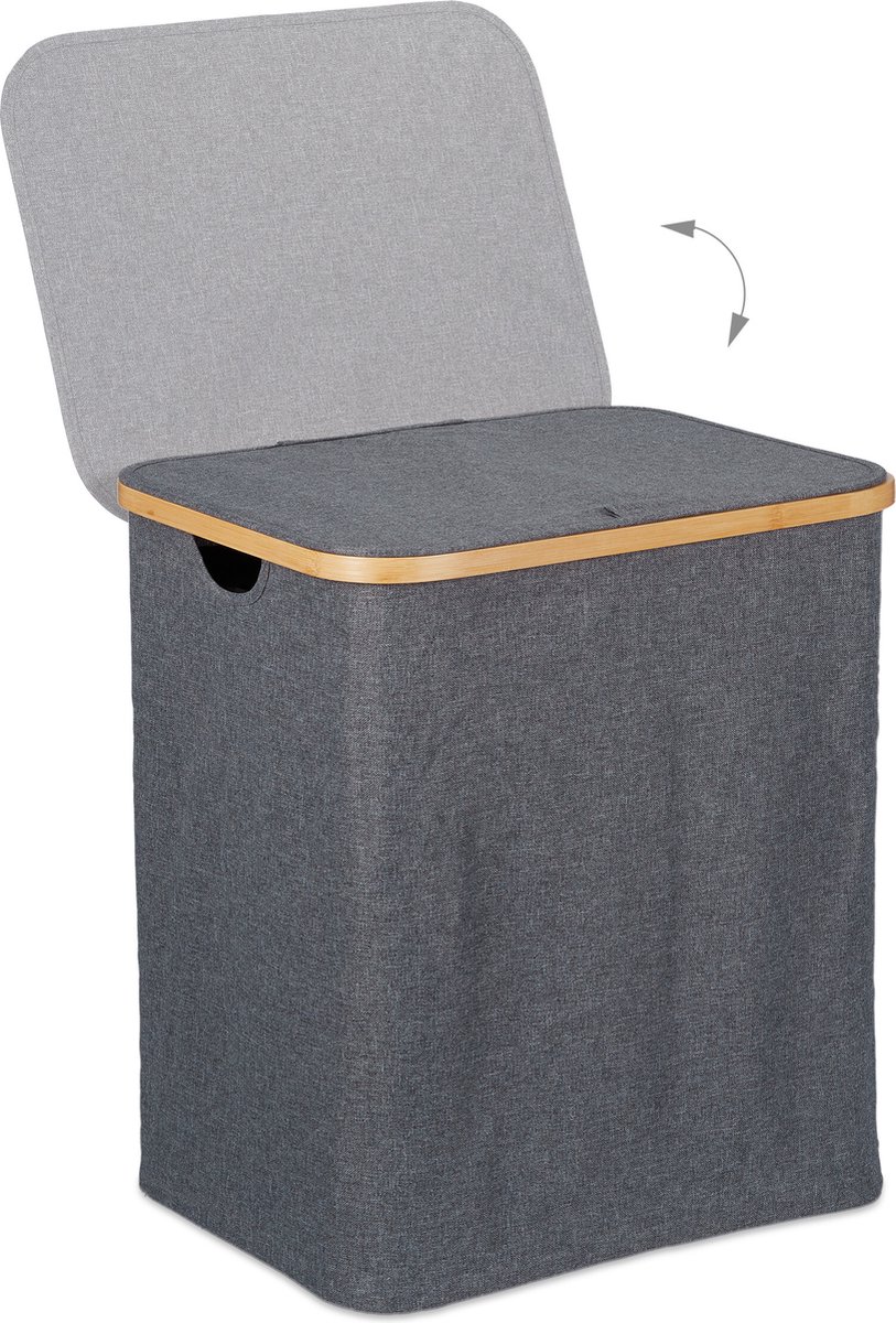 Wasmand met waszak | Bamboe | 57 liter | Hoek - HandelsOnderneming