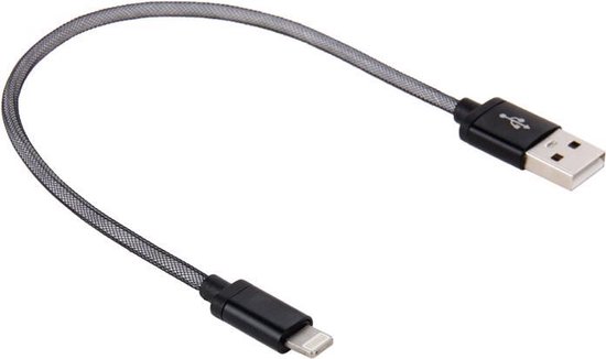 25cm Netto Stijl Metalen Kop 8 Pin naar USB Data / Oplaadkabel, voor iPhone  XR /... | bol.com
