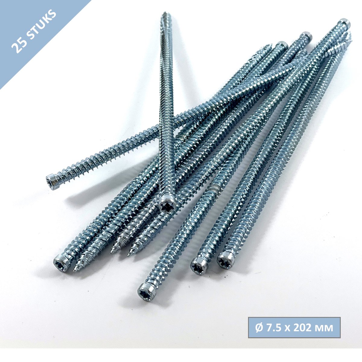 UFAST kozijnschroef Ø 7.5 x 202 mm - Cilinderkop - Verzinkt - Torx - 25 stuks
