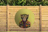 Tuincirkel Aap - Dieren - Bril - Design - Bloemen - 150x150 cm - Ronde Tuinposter - Buiten