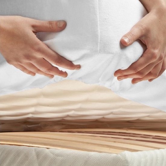 Dream Textile Molton Hoeslaken -housse / Protège-matelas - Twin-Twin 180 x 200/210/220 cm - Extra High Angle - 210 grammes p/ m2 Haute Qualité - Tissu doux - Ne se repasse pas - Stretch -