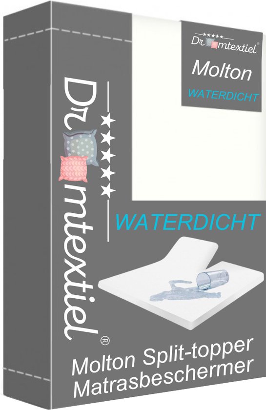 Droomtextiel Waterdichte Splittopper Molton Hoeslaken Matrasbeschermer - 160x220 cm - Hoogwaardige Kwaliteit - Incontinentie Molton
