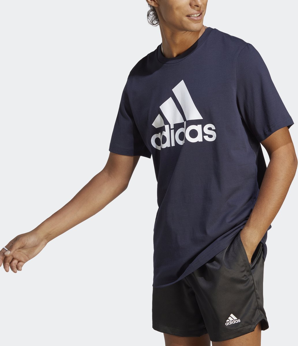 adidas Sportswear Essentials Big Jersey Big Logo T-shirt Heren Blauw