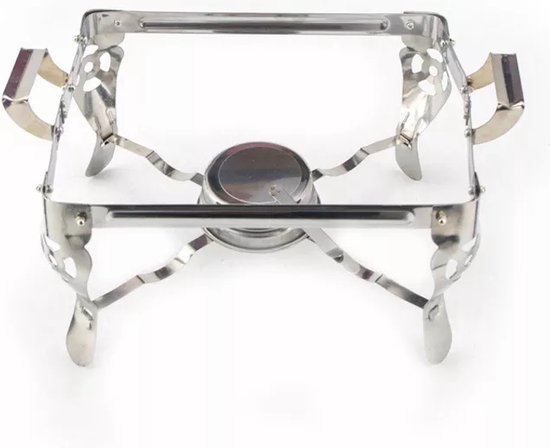 Alora Chafing Dish chrome - Set van 3 - voedsel verwamer - voedsel warmhouden - met deksel - buffetwarmer - roestvrij staal - chrome - warmhoudplaat - bain maria - warmhoudbakken - 35 x 28 x 25cm - Warmhoudschalen — afbeelding 4