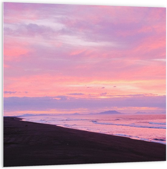 WallClassics - PVC Schuimplaat - Meerkleurig Pastel Tinten Lucht boven Zeewater - 100x100 cm Foto op PVC Schuimplaat (Met Ophangsysteem)