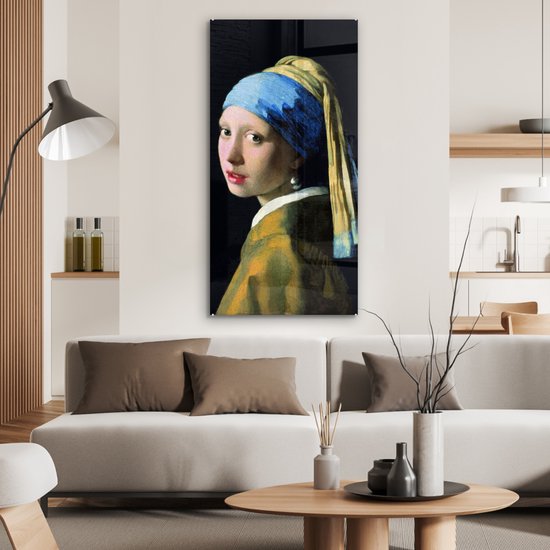Peinture sur Verre - Fille à la Perle - Johannes Vermeer - 60x120 cm - Peintures sur Verre Peintures - Photo sur Glas