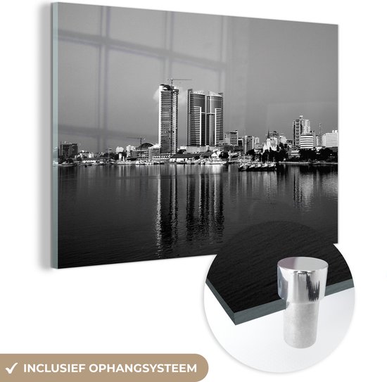 Skyline of Dar es Salaam Plexiglass noir et blanc 30x20 cm - petit