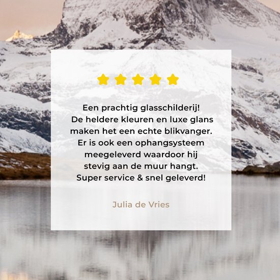 Peinture sur verre - Vue du Stellisee sur le Cervin en Suisse - 20x40 cm - Peintures sur Verre Peintures - Photo sur Glas