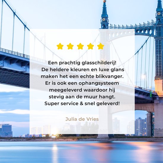 ® Glasschilderij 60x40 cm - Schilderij acrylglas - De brug over de rivier die naar Harbin loopt - Foto op glas - Muurdecoratie woonkamer - Wanddecoratie slaapkamer - Schilderijen