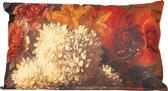 Anna's collection buitenkussen bloem - Bruin/creme - 30 x 50 cm - Water en UV bestendig