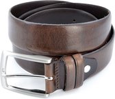 Heren Riem volnerf Leer Bruin - 3.5 cm Breed - Broekriem - Nette Riem - Pantalon Riem - Maat: 105 / Totale lengte riem 120 cm - Echt Leer