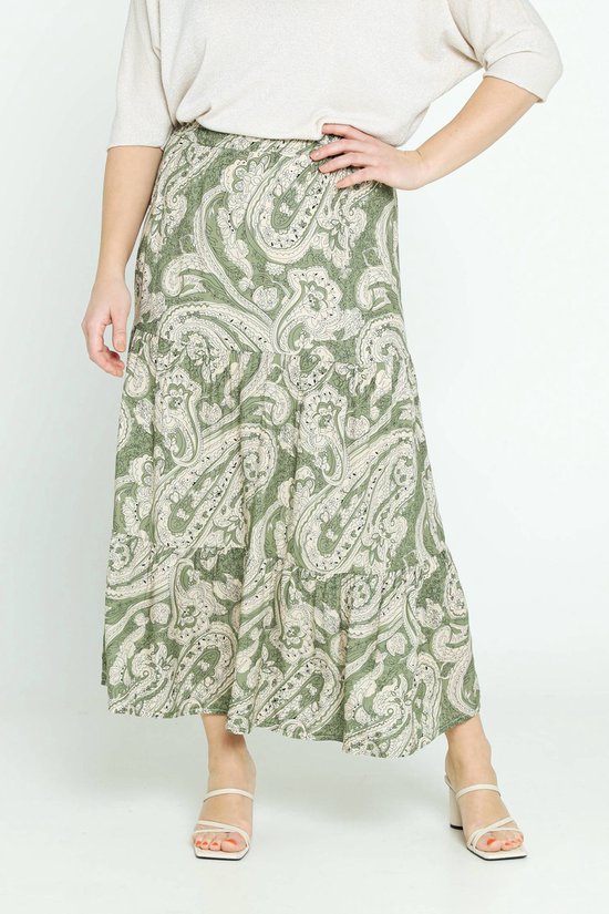 Cassis Lange rok in viscose met kasjmierprint en elastische taille bol