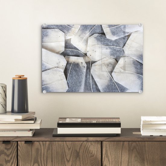 MuchoWow® Peinture sur verre 30x20 cm - Peinture sur verre acrylique - Fond sachets de thé - Photo sur verre - Peintures