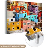 MuchoWow® Glasschilderij 150x100 cm - Schilderij acrylglas - Kleurrijke steden van Mexico - Foto op glas - Schilderijen
