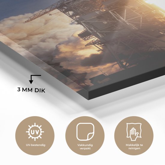 MuchoWow® Peinture sur verre 30x40 cm - Peinture sur verre acrylique - Lancement de la navette spatiale - Photo sur verre - Peintures