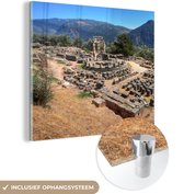 MuchoWow® Glasschilderij 90x90 cm - Schilderij acrylglas - Delphi in Griekenland - Foto op glas - Schilderijen
