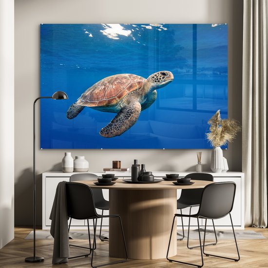 Peintures sur verre - Tortue dans l'océan - 150x100 cm - Peintures Plexiglas