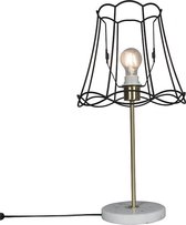 QAZQA kaso - Retro Tafellamp met kap - 1 lichts - H 550 mm - Zwart Goud - Woonkamer | Slaapkamer | Keuken