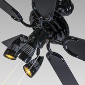 QAZQA mistral - Stille Plafondventilator met Verlichting | Lamp - 3 lichts - Ø 1100 mm - Zwart - Woonkamer | Slaapkamer | Keuken