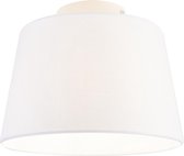 QAZQA combi - Landelijke Plafondlamp met kap - 1 lichts - Ø 250 mm - Wit - Woonkamer | Slaapkamer | Keuken