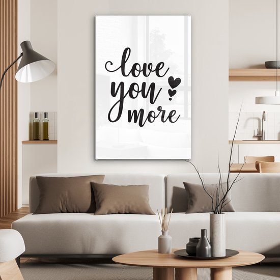 MuchoWow® Peinture sur verre 80x120 cm - Peinture sur verre acrylique - Je t'aime plus - Citations - Dictons - Photo sur verre - Peintures