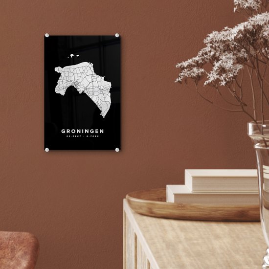 Peinture sur verre - Groningen - Pays- Nederland - Zwart - 20x30 cm - Peintures Plexiglas