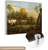 MuchoWow® Glasschilderij 80x60 cm - Schilderij acrylglas - Vee in de weide - Schilderij van Paulus Potter - Foto op glas - Schilderijen
