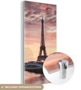 MuchoWow® Glasschilderij 60x120 cm - Schilderij acrylglas - Parijs - Eiffeltoren - Brug - Foto op glas - Schilderijen