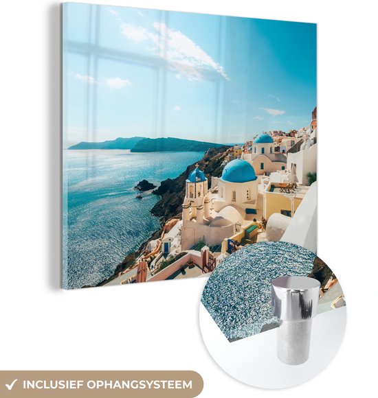 Peinture sur Verre - Après-midi à Santorin Grèce - 20x20 cm - Peintures sur Verre Peintures - Photo sur Glas