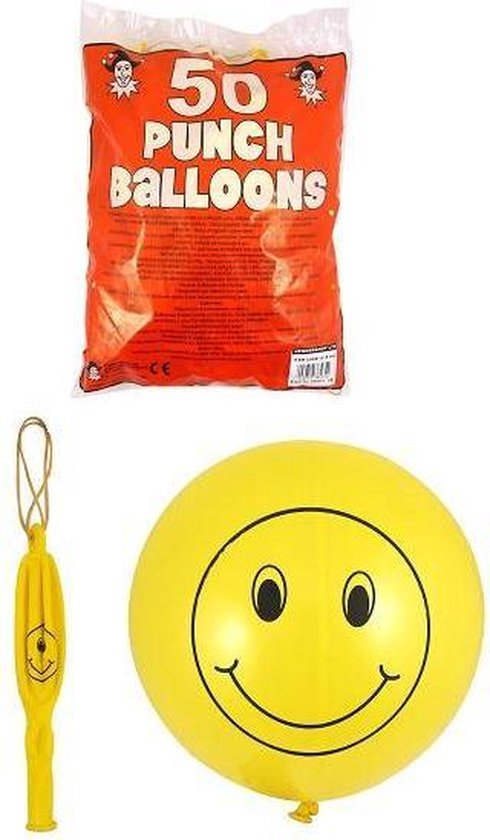50 STUKS | Smiley Bounce Ballonnen | Traktatie / Uitdeelcadeautjes | Kleur:  Geel 40cm | bol.com