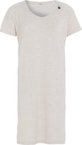 Knit Factory Lily Jurk - Dames midi-jurk met ronde hals - Rechte jurk - Korte mouwen - Jurk voor het voorjaar en de zomer - Beige - M