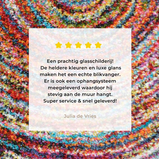 MuchoWow® Glasschilderij 150x100 cm - Schilderij acrylglas - Cirkel - Kleuren - Tapijt - Foto op glas - Schilderijen