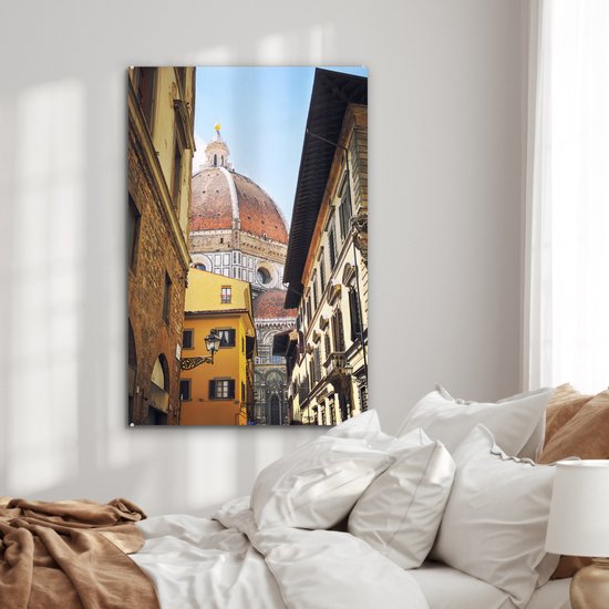 MuchoWow® Peinture sur Verre - Florence - Rue - Dôme - 80x120 cm - Peintures sur Verre Peintures - Photo sur Glas