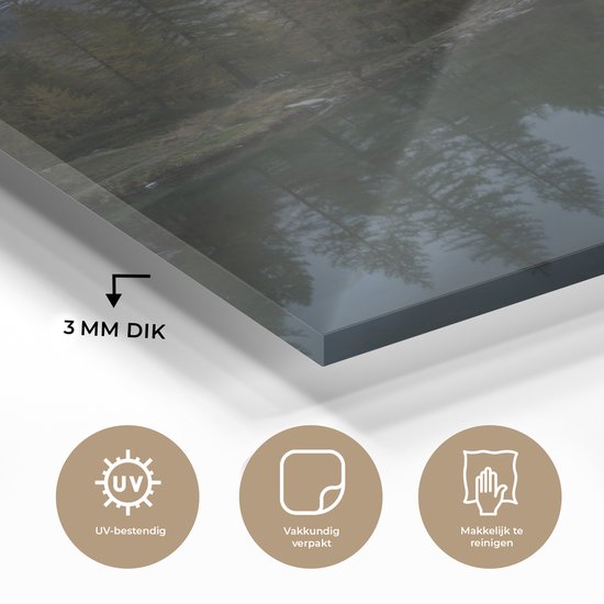 MuchoWow® Peinture sur verre 20x20 cm - Peinture sur verre acrylique - Cervin derrière la brume en Suisse - Photo sur verre - Peintures