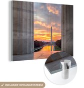 MuchoWow® Glasschilderij 40x30 cm - Schilderij acrylglas - Washington - Amerika - Zon - Foto op glas - Schilderijen