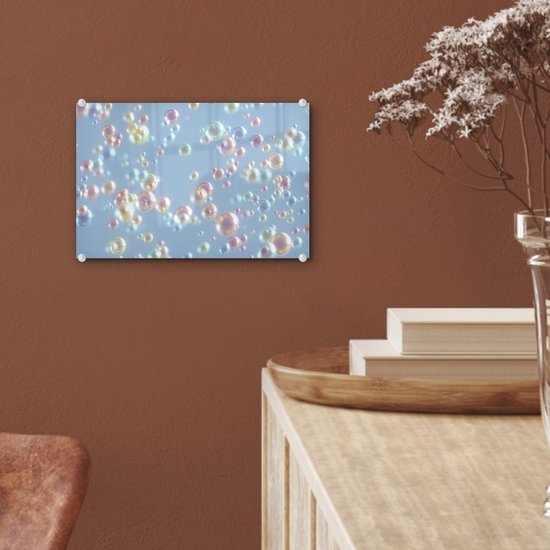 MuchoWow® Peinture sur verre 30x20 cm - Peinture sur verre acrylique - Bulles - Arc-en-ciel - Water - Photo sur verre - Peintures