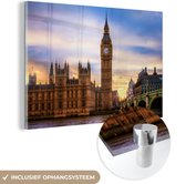 MuchoWow® Glasschilderij 90x60 cm - Schilderij acrylglas - Big Ben in Londen - Foto op glas - Schilderijen