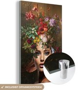 MuchoWow® Peinture sur verre - Femme - Fleurs - Couleurs - 40x60 cm - Peintures sur verre acrylique - Photo sur Glas