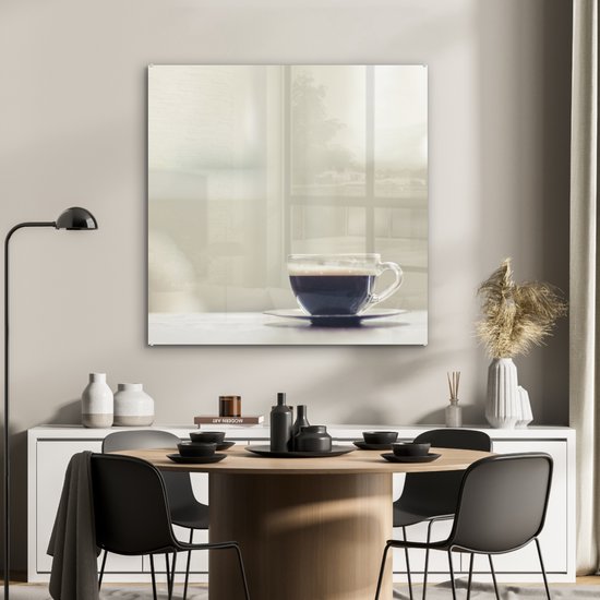 MuchoWow® Peinture sur verre - Expresso dans une tasse en verre - 90x90 cm - Peintures sur verre acrylique - Photo sur Glas