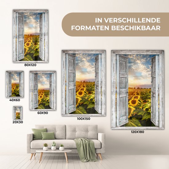 MuchoWow® Peinture sur verre 40x60 cm - Peinture sur verre acrylique - Transparent - Tournesol - Fleurs - Soleil - Photo sur verre - Peintures