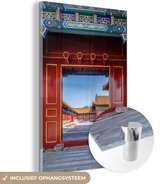 MuchoWow® Glasschilderij 60x90 cm - Schilderij acrylglas - De deuren van de Verboden Stad in China - Foto op glas - Schilderijen