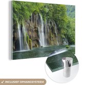 MuchoWow® Glasschilderij 180x120 cm - Schilderij acrylglas - Prachtige watervallen in het Nationaal park Plitvicemeren - Foto op glas - Schilderijen