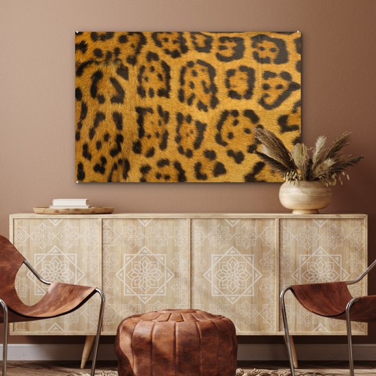 MuchoWow® Peinture sur Verre - Fourrure de Léopard - 120x80 cm - Peintures sur Verre Acrylique - Photo sur Glas