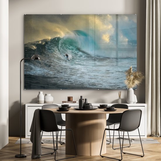 Peinture sur verre - Surfer sur les grosses vagues - 180x120 cm - Peintures en plexiglas