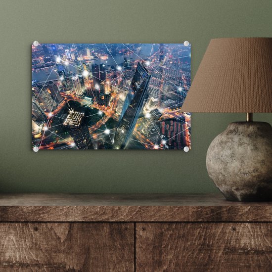 MuchoWow® Peinture sur verre 30x20 cm - Peinture sur verre acrylique - Réseau urbain - Photo sur verre - Peintures