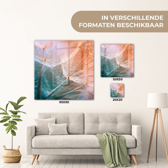 MuchoWow® Peinture sur verre 90x90 cm - Peinture sur verre - Bloem - Pissenlit - Plante - Photo sur verre acrylique - Peintures