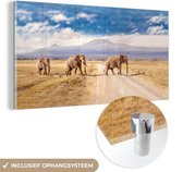 Trois éléphants de passage en Glas 60x40 cm - Tirage photo sur Glas (décoration murale en plexiglas)
